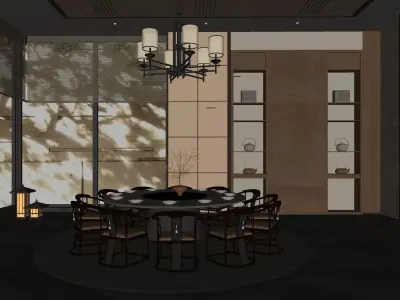 Chinese - style restaurant private room 3D model