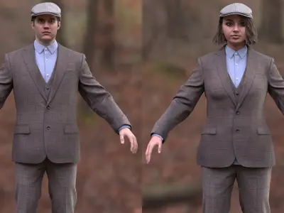 Man and Woman in Business Outfit 1 3D model