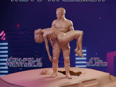 Leeloo and Korben Dallas  the Fifth Element taxi scene printable 3D print model