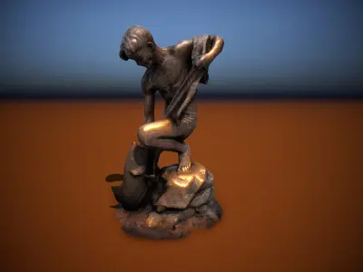 Sculpture Fisher fontaine Low-poly 3D model Low-poly 3D model