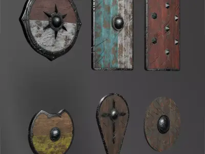Medieval Shield Collection - 6 High-Poly PBR Models 3D model