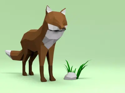 Low Poly Fox polygonal Low-poly 3D model purchase