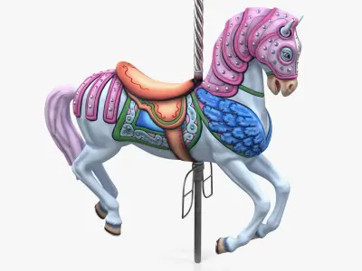 Pink Carousel Horse 3D model