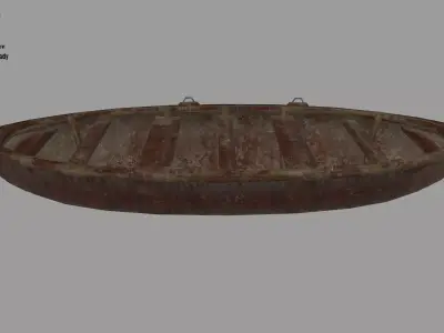 boat 5 old wooden Low-poly 3D model