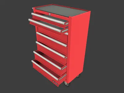 Toolchest tool cabinet on wheels Low-poly 3D model