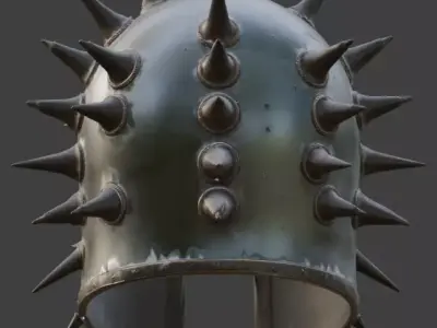 Wasteland Spiked Pit-Fighter Helmet 3D Model Low-poly 3D model