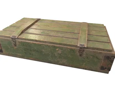 Wooden military ammo box case da1  Low-poly 3D model