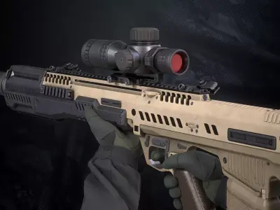 MR-772 Assault Rifle With Hands And Weapon Case Low-poly 3D model