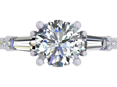 2carat Round And Bauggate Stone Engagement Ring 3D print model purchase