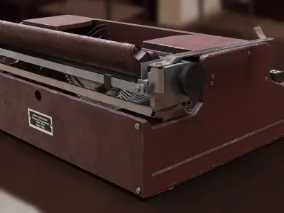 Realistic Game-Ready 1951 Red Olympia SM1 Typewriter model Low-poly 3D model