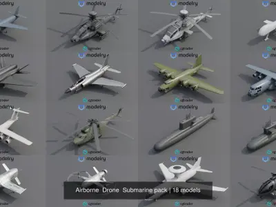 Airborne Drone Submarine pack 3D Model Collection