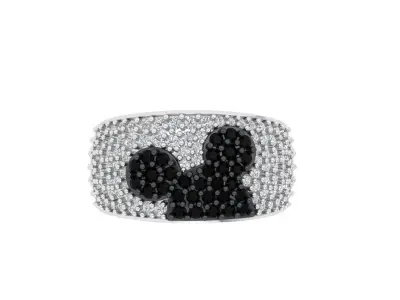 Disney Cartoon Mickey Mouse Face Wedding  Engagement Ring 3D print model