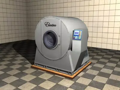 Industrial Washing Machine Low-poly 3D model