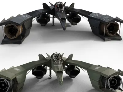 Spaceship Airplane 3 Low-poly 3D model