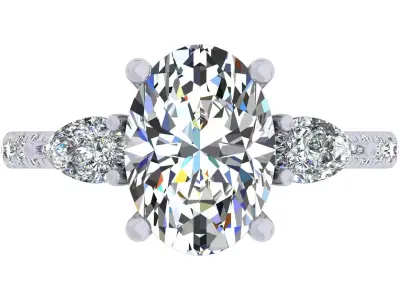 3carat Oval And Pear Stone Engagement Ring 3D print model