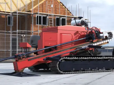 Horizontal Drilling Rig Red 3D model