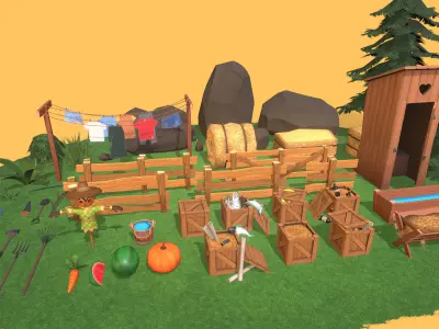 Cartoon Farm Assetpack Low-poly 3D model