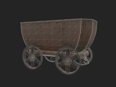 Mine Wagon and Rail Low-poly 3D model
