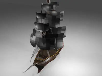 Low poly pirate ship Free low-poly 3D model