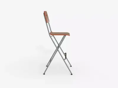Wood  Steel Folding Bar Chair 3D model
