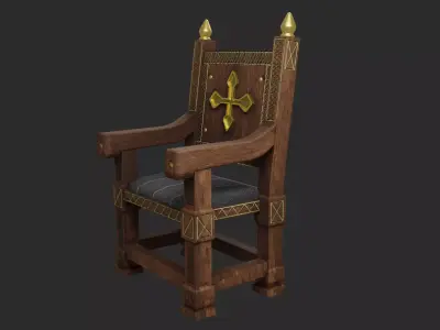 Medieval Chair Low-poly 3D model