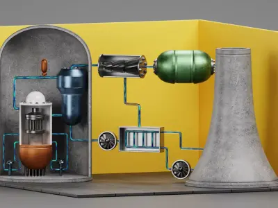 Nuclear Reactor V2 - Power Plant Animated Low-poly 3D model