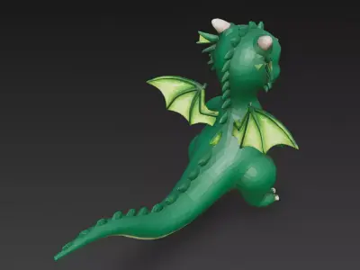 Cartoon Green Dragon 3D Model Low-poly 3D model