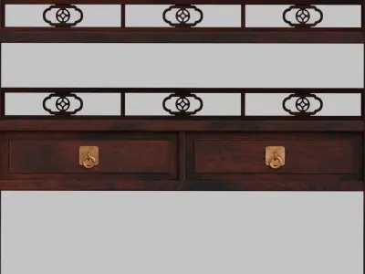Chinese Book Shelf with PBR textures - reconstrutable 3D model