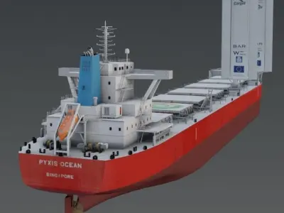 Wind-powered bulk carrier vessel 3D model Low-poly 3D model