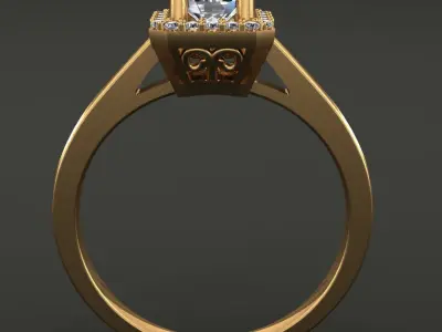 Round Diamond Infinity Gallery Emerald Halo Engagement Ring 3D print model