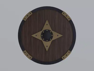Round wooden shield Low-poly 3D model purchase