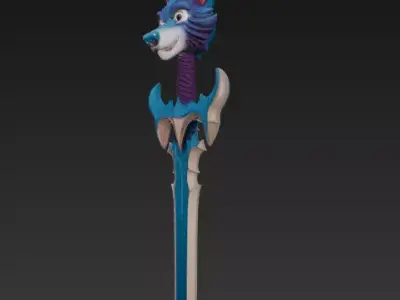 Wolf Head Sword-Stylized Fantasy 3D Model for Print-CGI 3D model