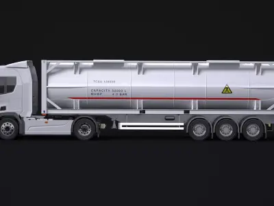 Euro Truck and ISO Tanker Trailer 3D model