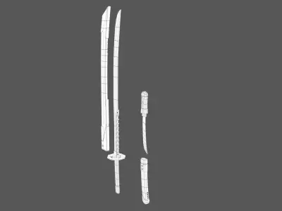 Details samurai sword Low-poly 3D model