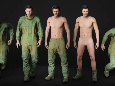 Man Hunting Outfit - Modular - Rigged Low-poly 3D model