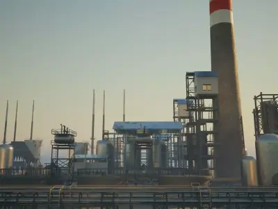 Chemical Plant Low-poly 3D model