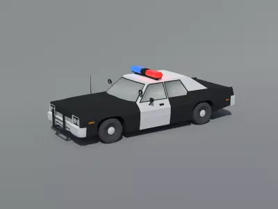Low Poly Dodge Monaco Police Car Free 3D model
