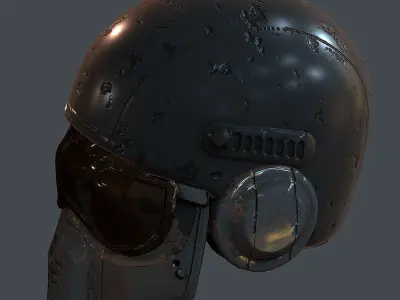 Gas mask helmet 3d model scifi Low-poly Low-poly 3D model Low-poly 3D model 9