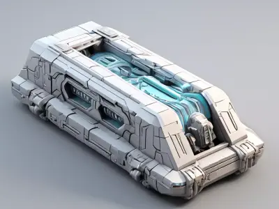 SciFi Futuristic Transport Vehicle Low-poly 3D model