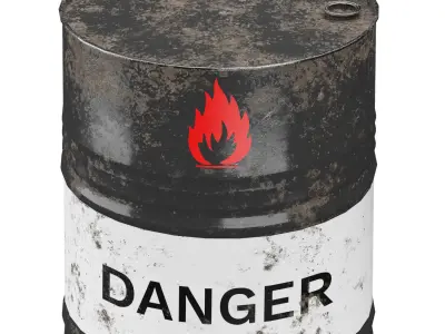 220 Liter Steel Barrel Low-poly 3D model