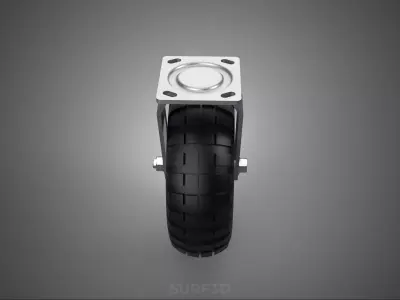 HEAVY DUTY SWIVEL CASTER CASTOR WHEEL PNEUMATIC TIRE 3 SPOKE RIM 3D model