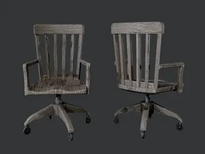 10 Antique Desk Chair Game Ready Low-poly 3D model
