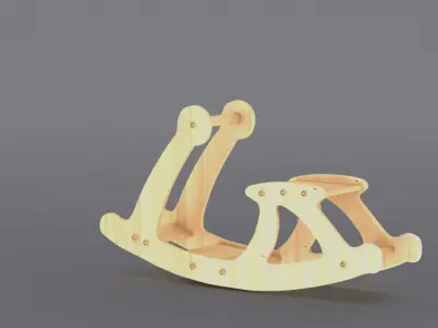 kiddy moon wooden Rocker  Low-poly 3D model