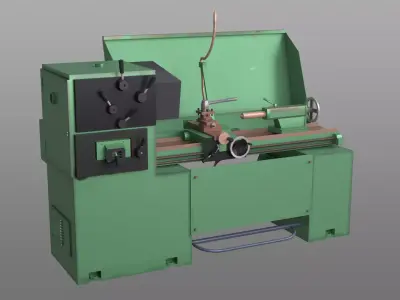 Lathe Machine Low-poly 3D model purchase