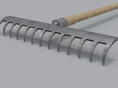 Rake PBR wooden Low-poly 3D model