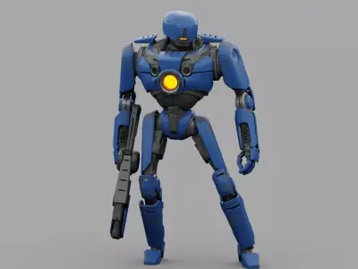 Cyborg cop rigged character Free low-poly 3D model purchase