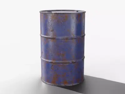 Steel Barrel - Blue - Rusted 3D model