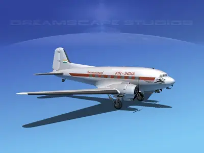Douglas DC-3 Air India 3D model