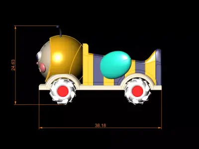 3D Cute Caterpillar Toy Car with Playful Design 3D print model