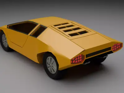 90s Low Poly Supercar PBR Game Ready Sports Car FBX OBJ Low-poly 3D model